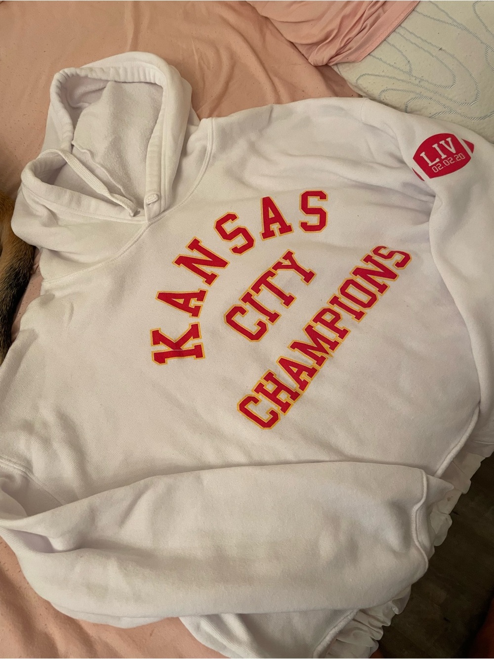 NFL White Hoodie with Red & Gold Kansas City Chiefs Text